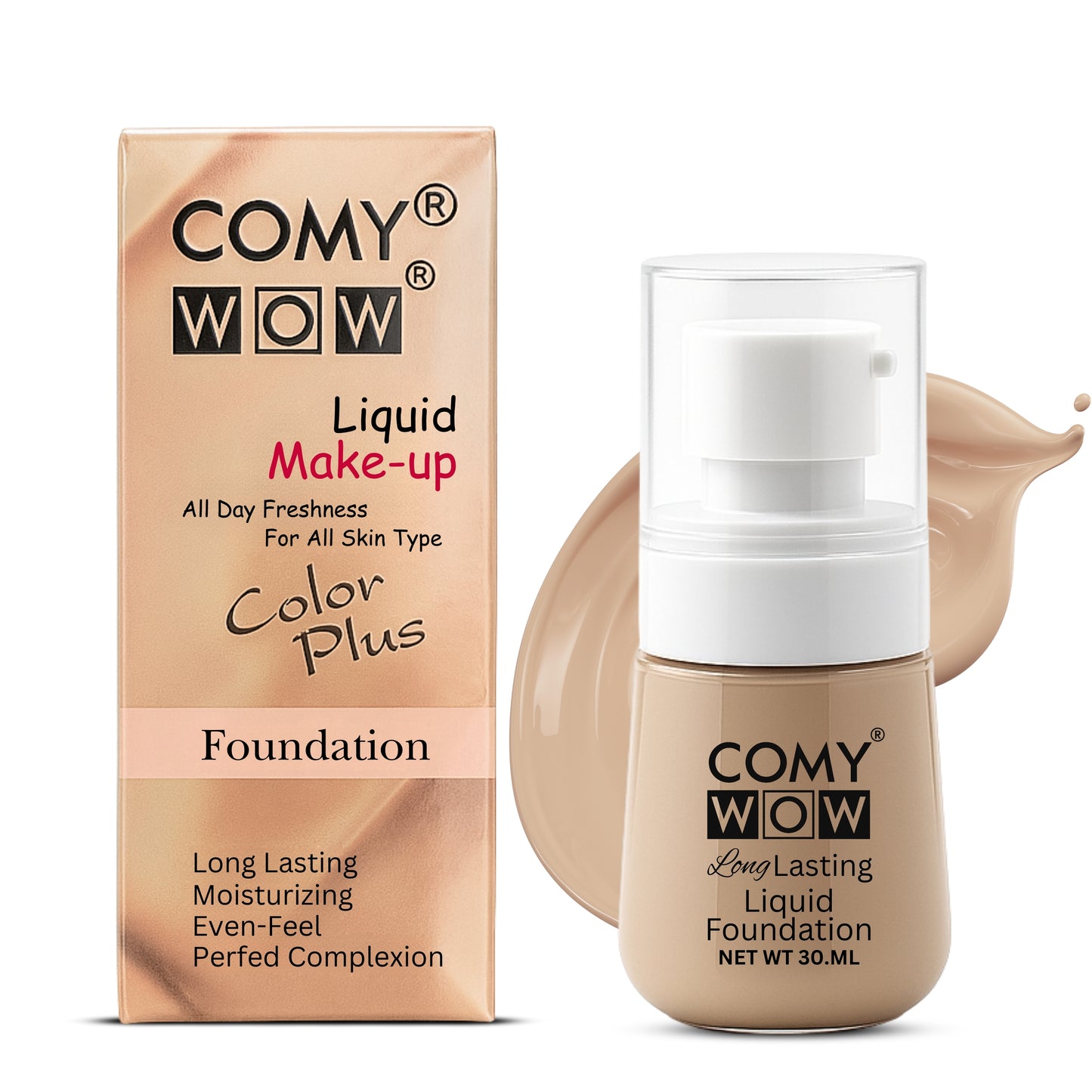 SPF 50+ Full Coverage Liquid Foundation – Lightweight Natural Finish